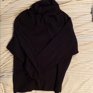 Free People black softly structured tunic turtleneck sweater